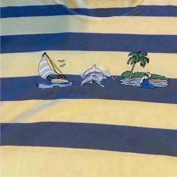 Vintage Needle & Threads Women’s Top Size M Yellow Blue  Embroidered Nautical - Picture 8 of 9